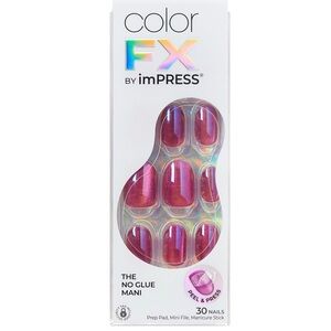New Kiss imPRESS Color FX Shimmering Pink Around You Press On Nails No Glue Mani